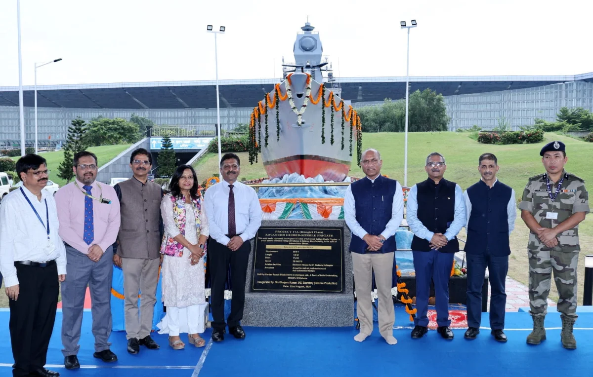 GRSE Unveils Massive Project 17A Frigate Scale Model to Highlight Indian Warship Power at Kolkata Airport